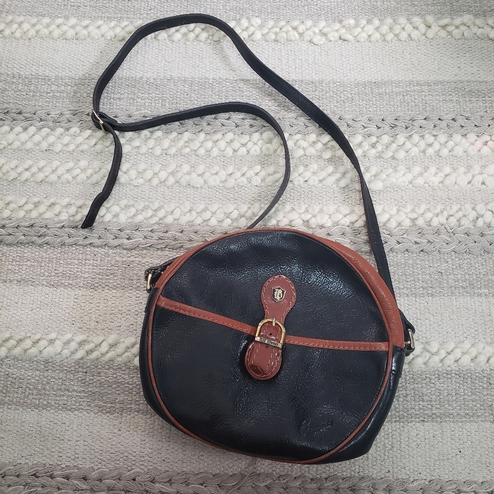 VINTAGE LA BENCI Round Leather Crossbody Shoulder Bag